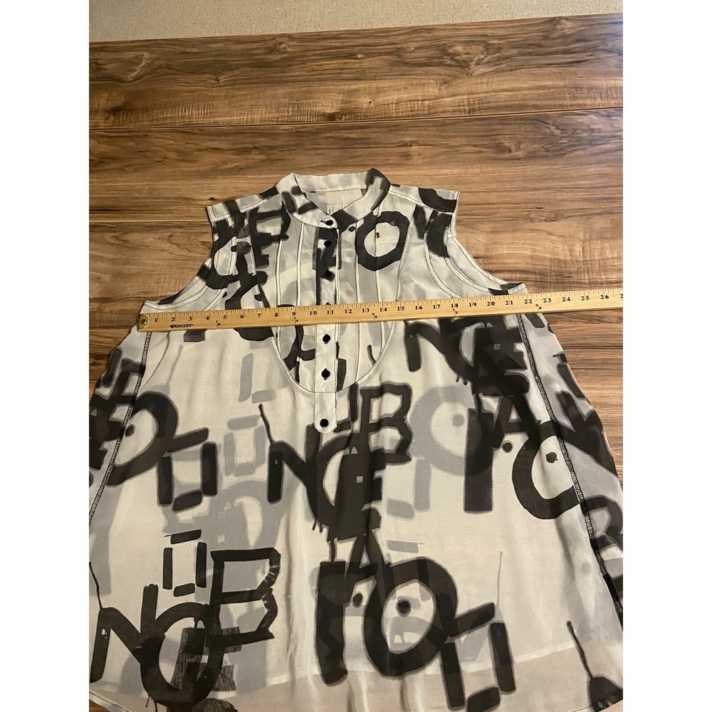 Peoples Liberation Women's Large Blouse Top Sheer Letters Spell out Artsy - Picture 13 of 15